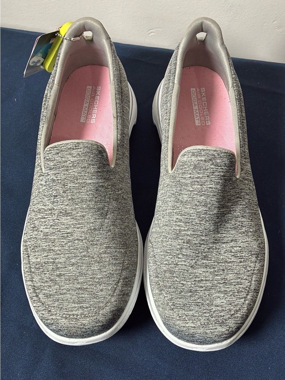 Skechers Women's Grey Slip-On Sneakers with Pink Insole